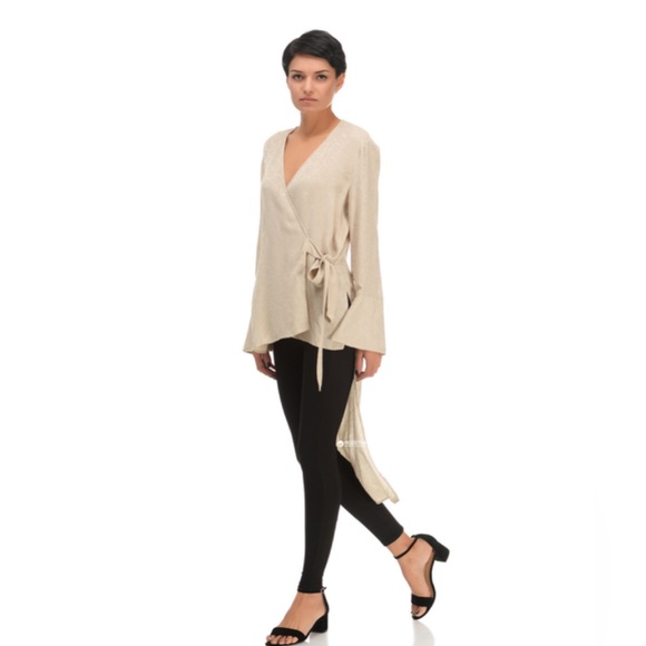 ZARA BASIC COLLECTION JACQUARD ASYMMETRIC KIMONO WRAP BOOUSE SIZE L - Picture 1 of 10